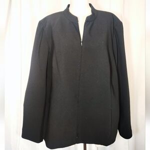 Pendleton ZipUp Jacket, Women,  Black, Pockets, Satin Lined, Sheer, 20W